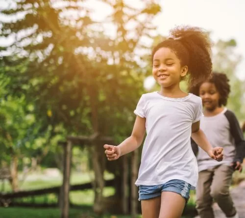 little girl playing outdoor