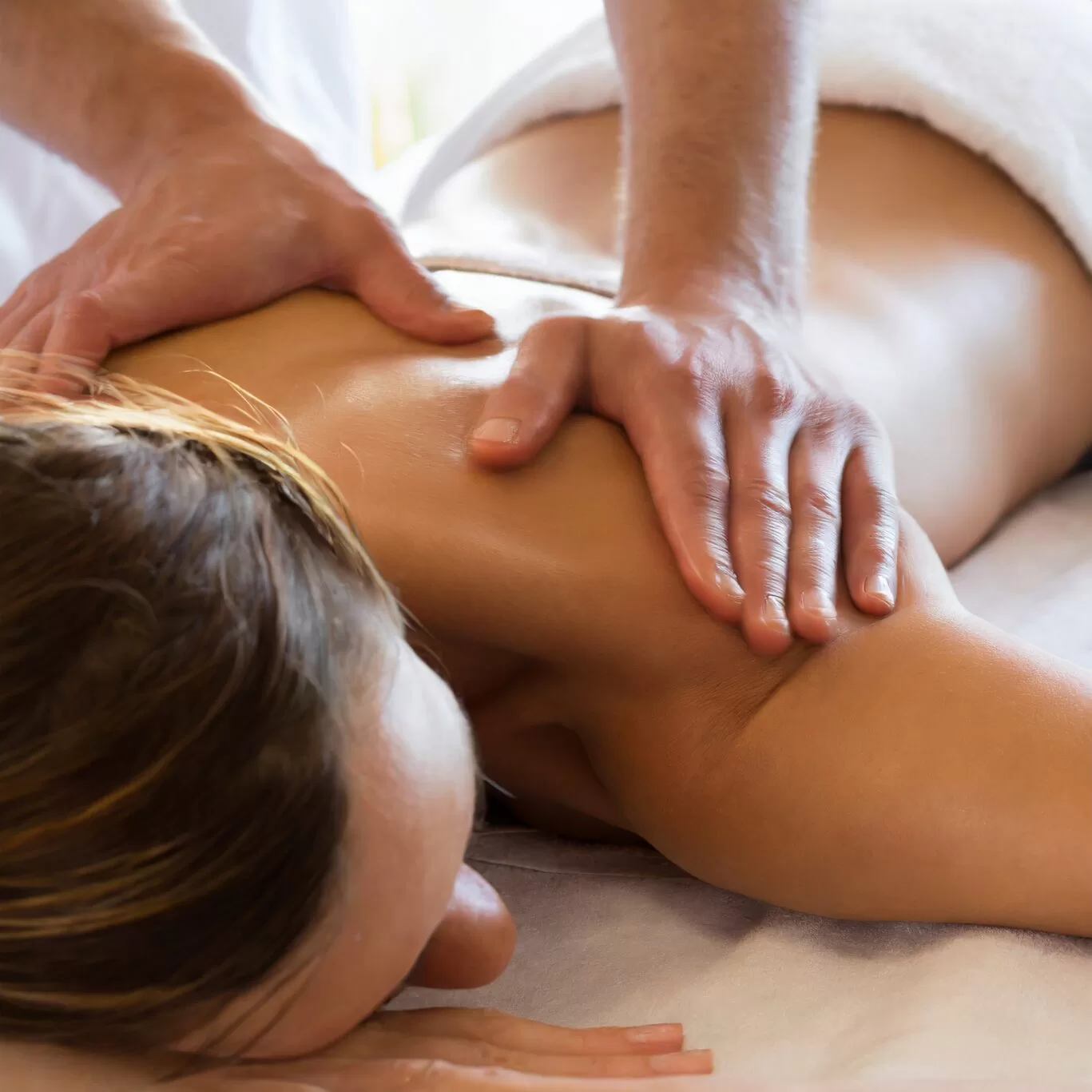 Woman getting massage in spa