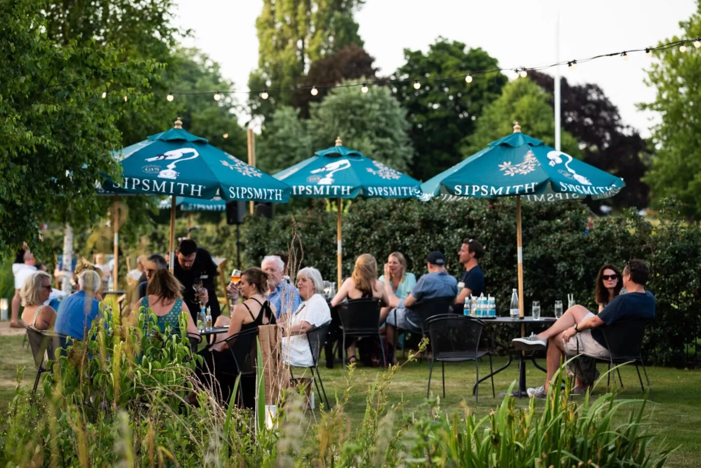 Outdoor cocktail garden at The Lensbury Club in Teddington