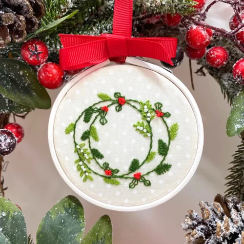 Christmas Wreath Embroidery at The Lensbury Club