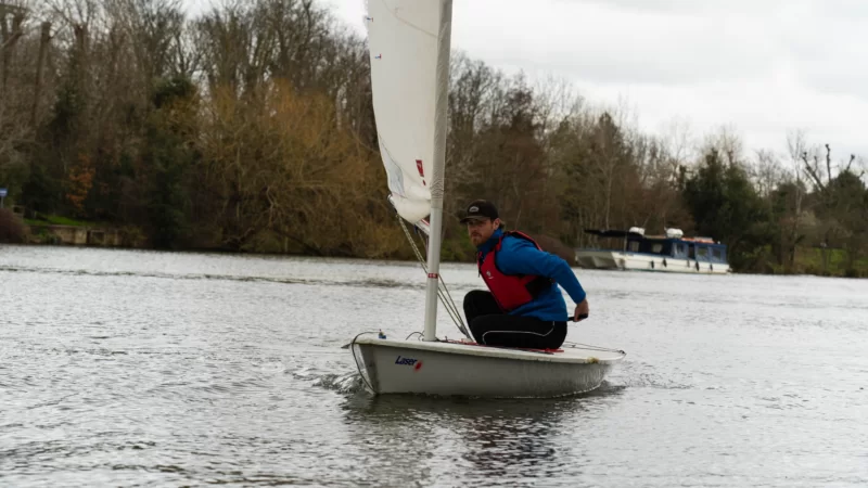 Man sailing at The Lensbury Watersports Centre