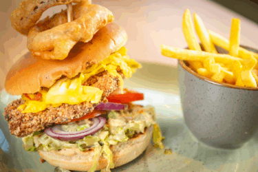 Chicken Burger and Fries