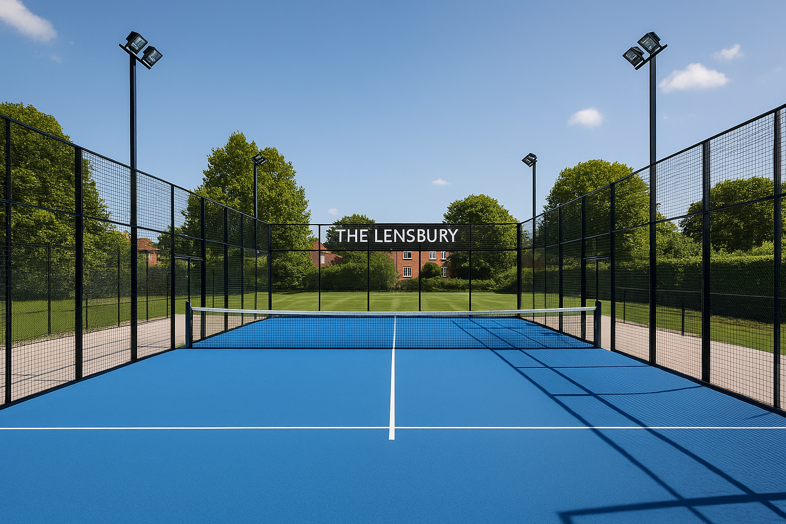 Padel court illustration for The Lensbury