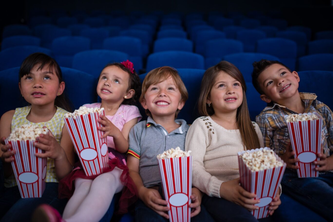 Kids watching a movie