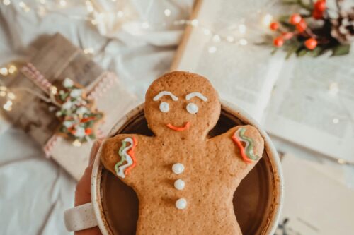 Gingerbread man over mug